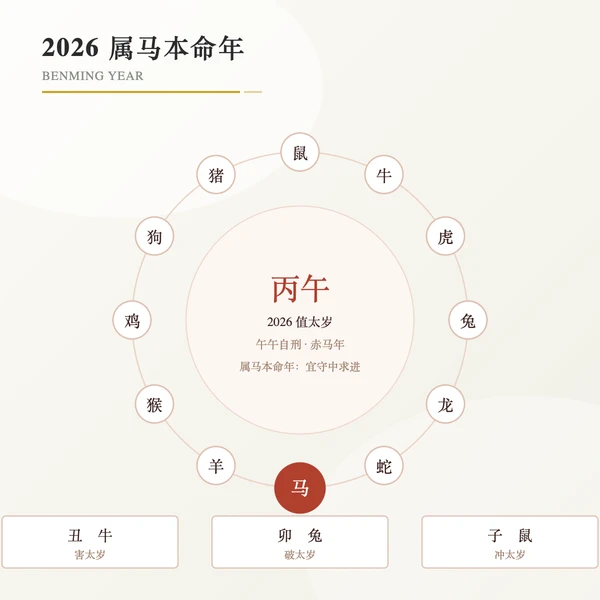 丙午赤马年太岁与本命年示意