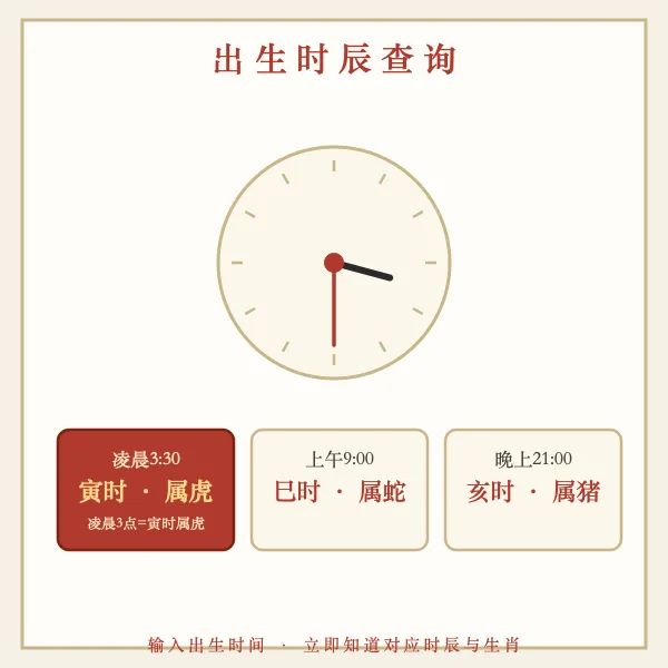 出生时辰对应生肖查询