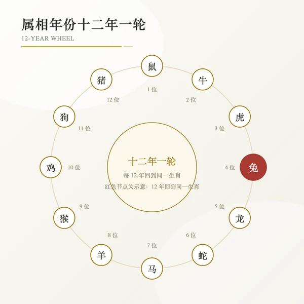 属龙年份十二年一轮示意