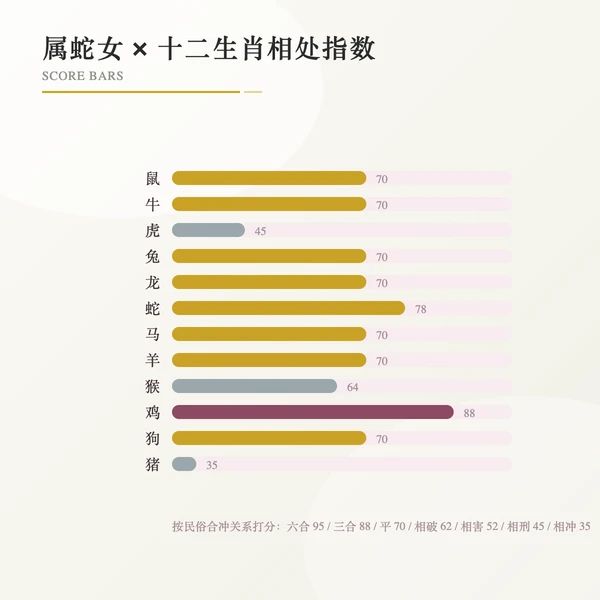 属蛇女十二生肖相处指数刻度