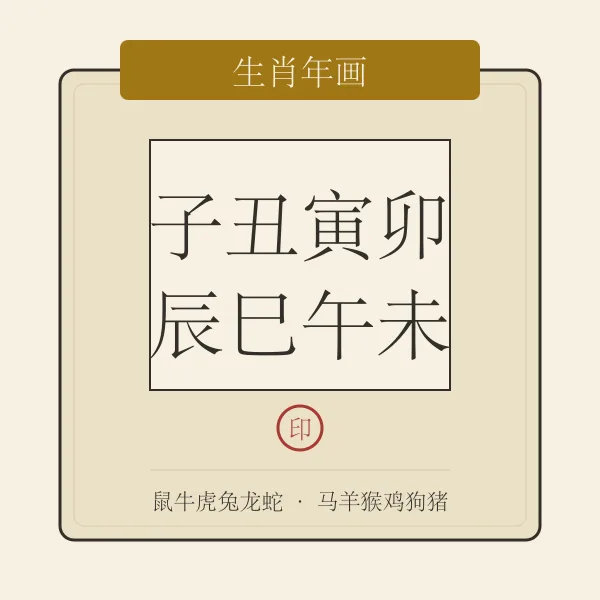 年画风格生肖牌
