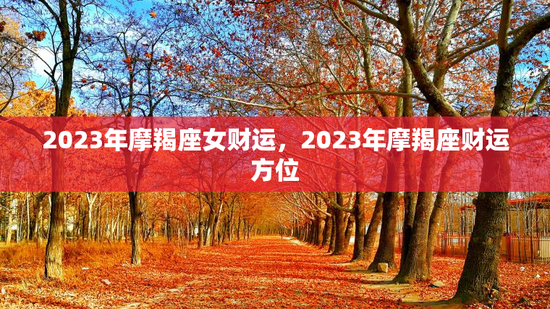 2023年摩羯座女财运，2023年摩羯座财运方位