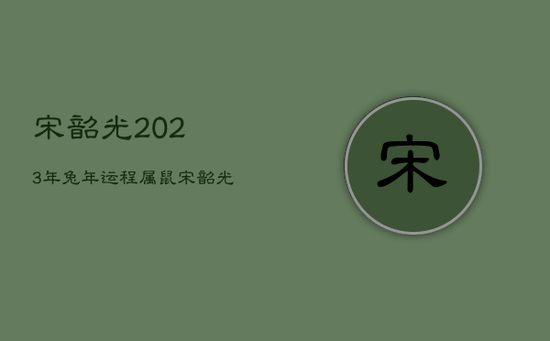 宋韶光2023年兔年运程属鼠，宋韶光鼠年运势