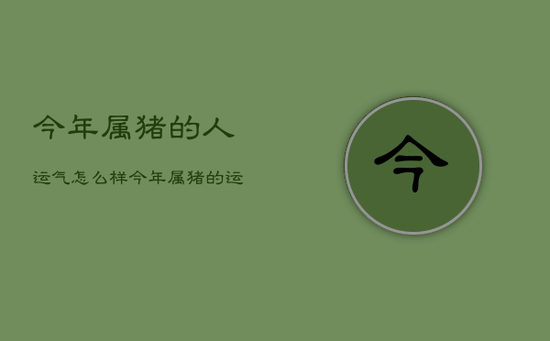 今年属猪的人运气怎么样，今年属猪的运气好吗