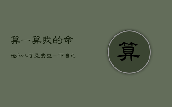 算一算我的命运和八字，免费查一下自己的财运如何
