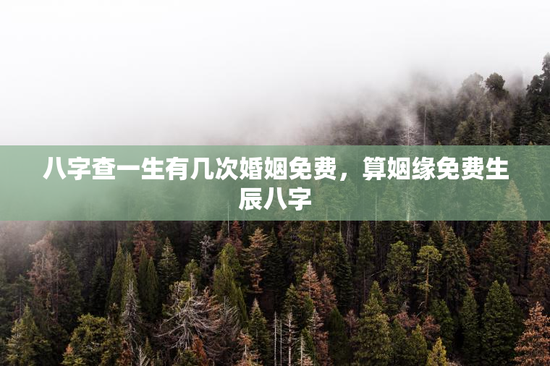 八字查一生有几次婚姻免费，算姻缘免费生辰八字