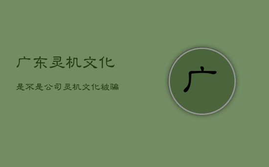 广东灵机文化是不是公司，灵机文化被骗经历