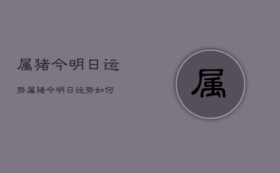 属猪今明日运势，属猪今明日运势如何