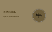 牛2023年运势及运程，1985今年属牛的财运和运气如何