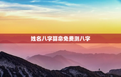 姓名八字算命免费测八字，姓名 八字 测算