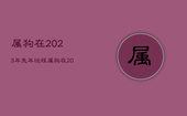 属狗在2023年兔年运程，属狗在2023年兔年运程怎么样