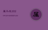 属马在2023年兔年运程，属马2023到2024运势