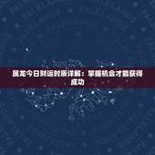 属龙今日财运时辰详解：掌握机会才能获得成功