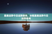 星座运势今日运势查询，水瓶星座运势今日运势查询