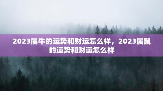 2023属牛的运势和财运怎么样，2023属鼠的运势和财运怎么样